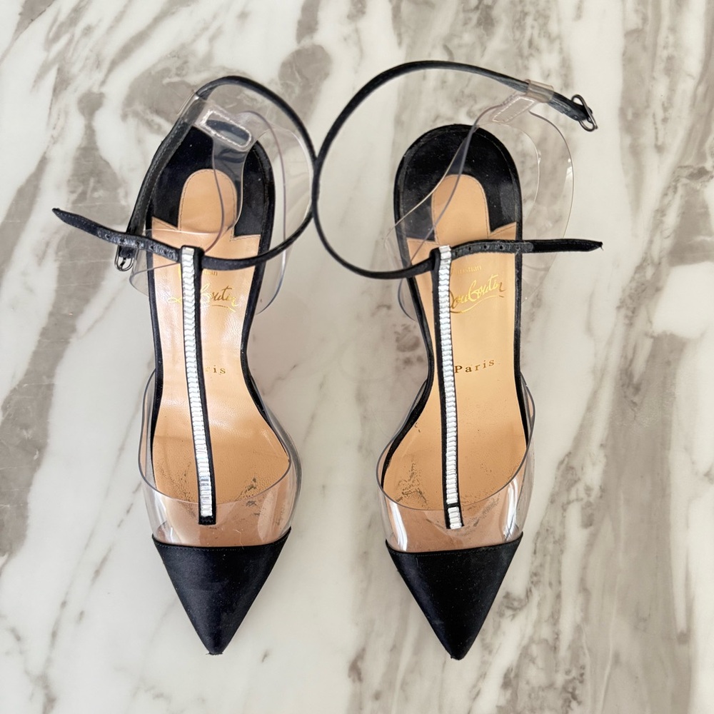 Christian Louboutin Black and Clear Heels